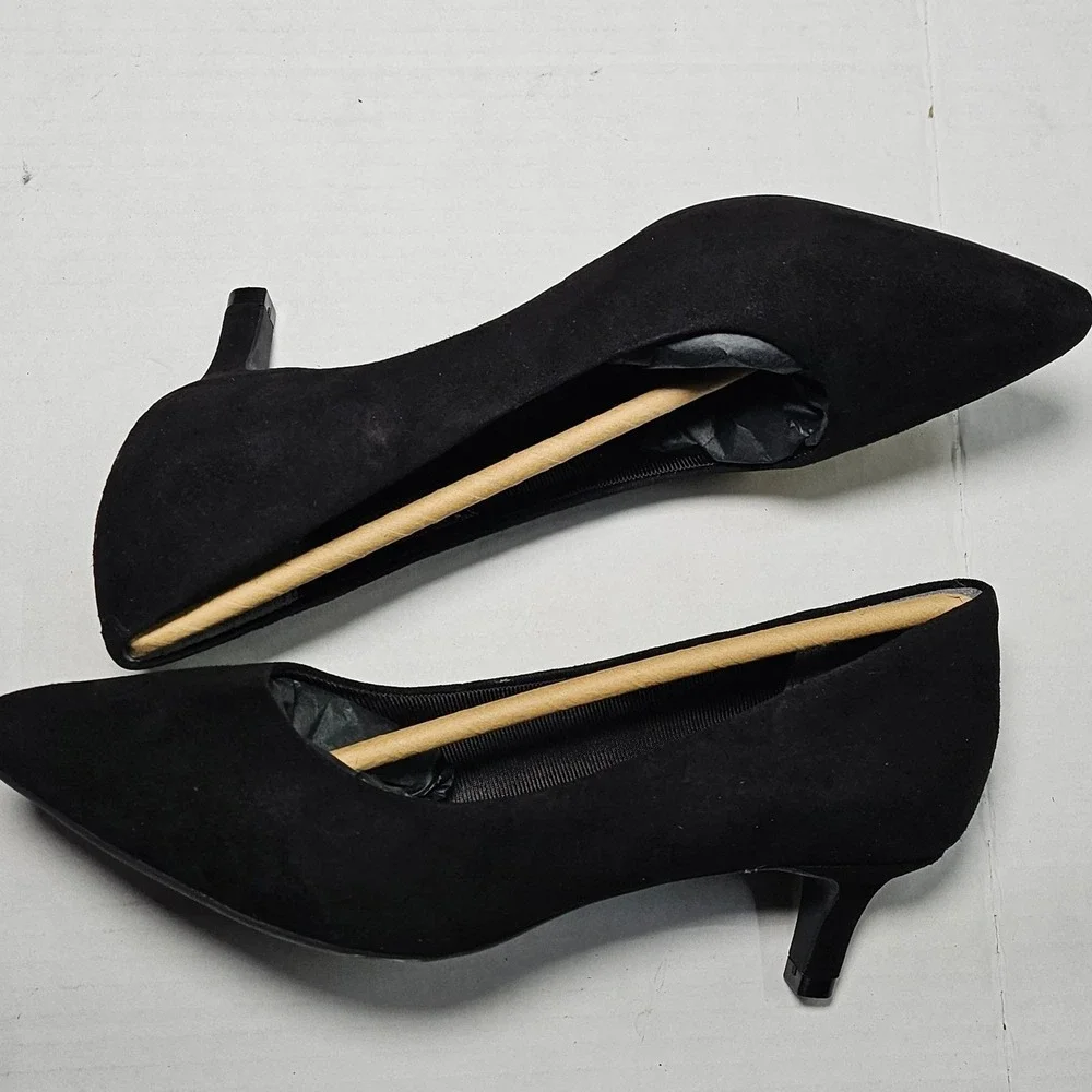 Rockport‎ Total Motion Kalila Pump H79559 Black Suede Pointed Toe Heels Women 6M